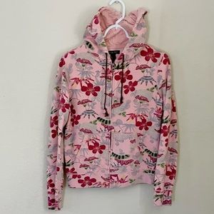 🍀 Lucky Brand Pink Zippered Hoodie Sz L